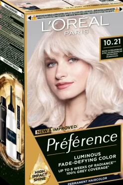 L'Oréal Paris Hiusvärit<Préférence 10.21 Stockholm Extra Light Pearl Blonde Erittäin kirkas helmiäisvaalea kestoväri 1kpl