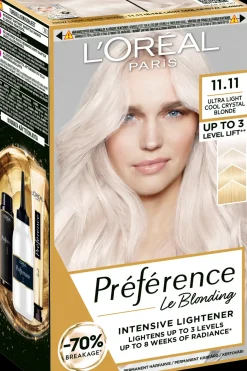 Préférence Le Blonding 11.11 Ultra Light Extra Light Cool Silver Blonde Erittäin kirkas viileä hopeanvaalea kestoväri 1kpl Hiusvärit