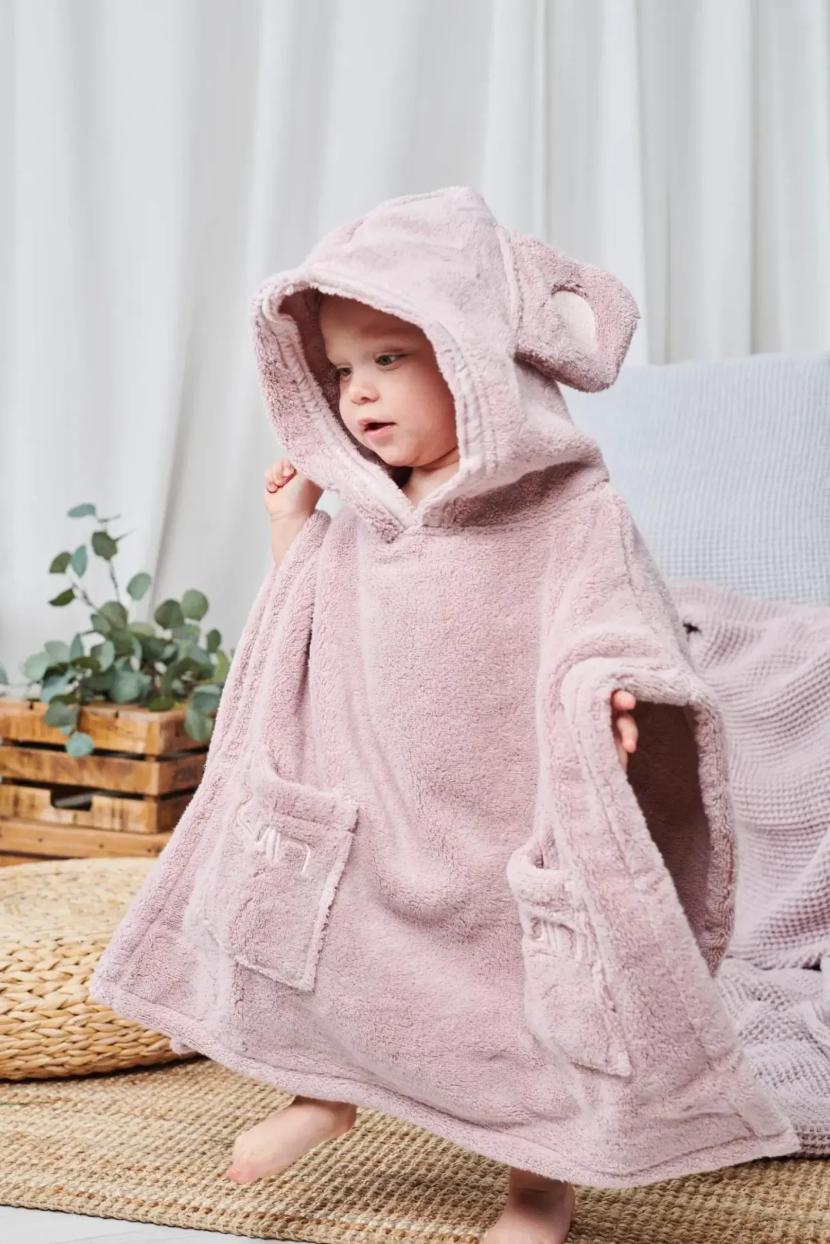 Luin Living Lasten Kylpytakit Ja Pyyhkeet<lasten ponchopyyhe 1-5 v. Dusty Rose