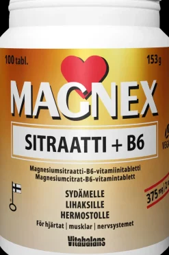 Vitabalans Kivennäis- Ja Hivenaineet<Magnex sitraatti + B6- vitamiini 100 tabl.