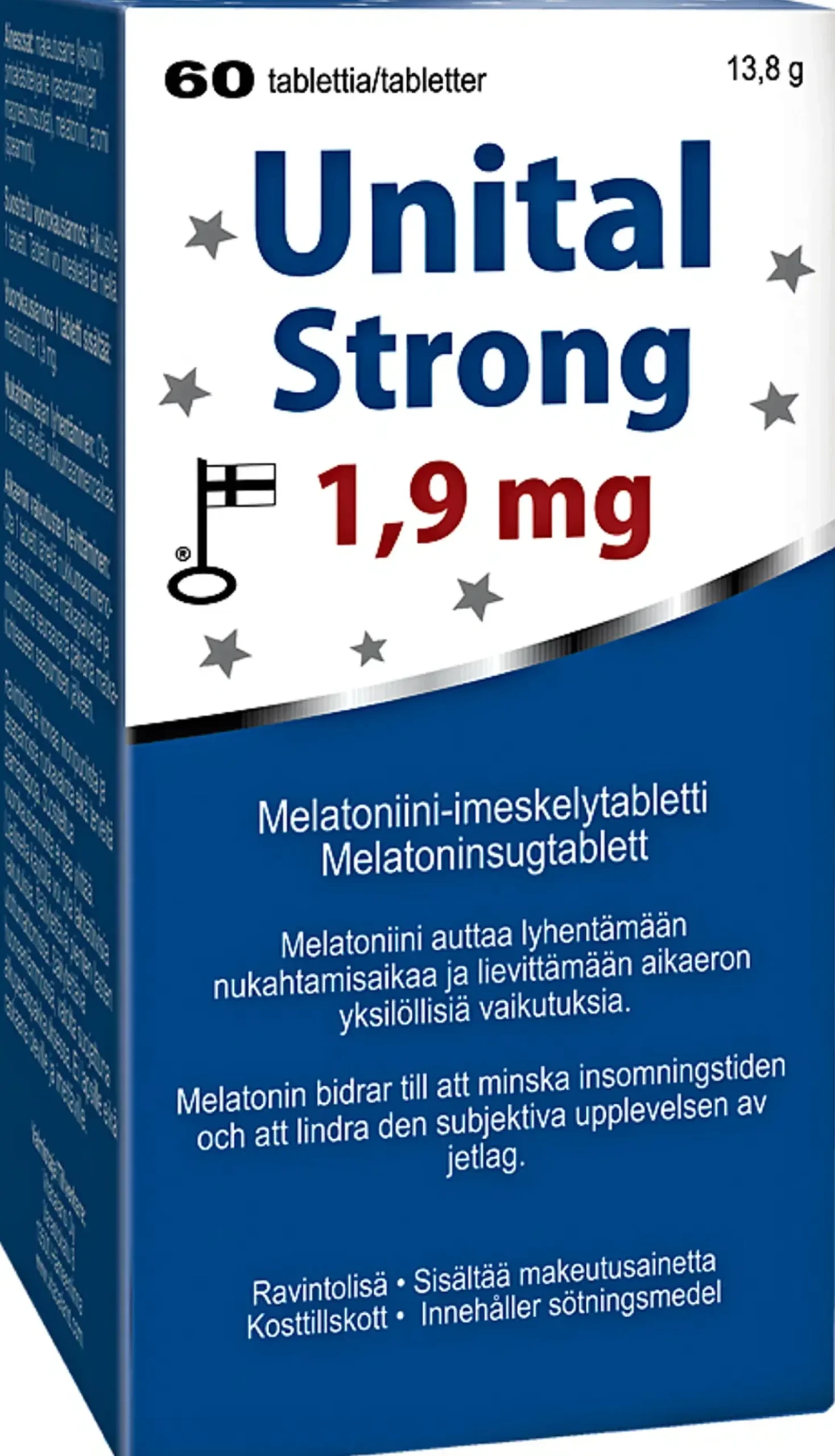 Unital Melatoniinit<Melatoniini-imeskelytabletti Strong 1,9 mg, 60 tabl. Vitabalans