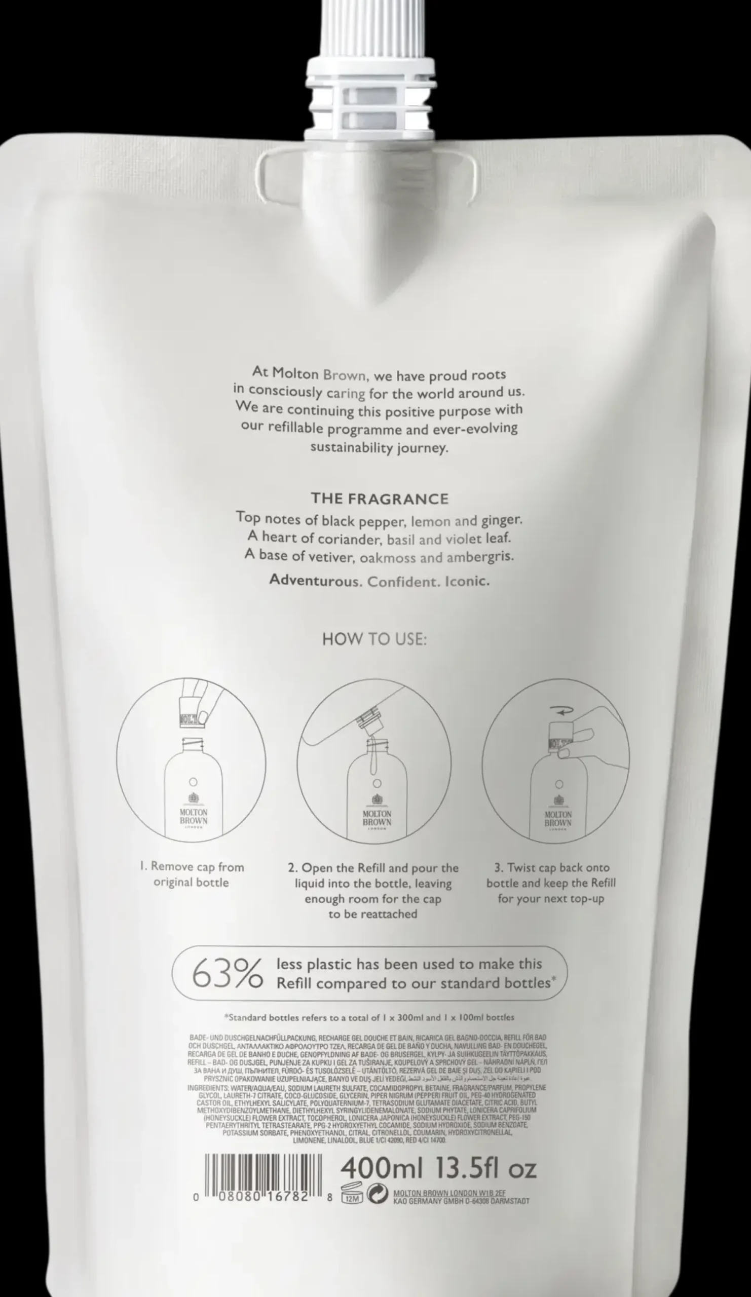 Molton Brown Vartalonhoito<Re-charge Black Pepper Bath & Shower Gel Refill suihkugeelin täyttöpakkaus 400 ml