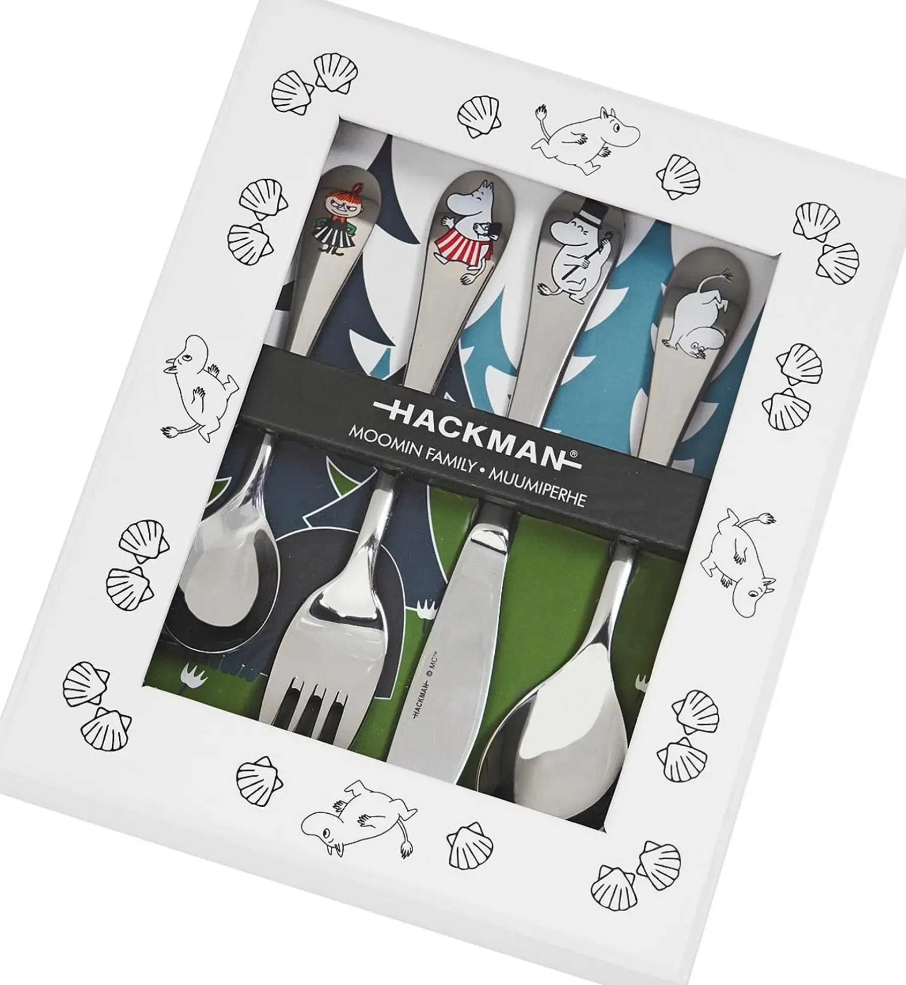 Moomin Arabia Finland Lasten Astiat Ja Aterimet|Aterimet Ja Ottimet<Moomin Arabia Hackman Muumi Lasten aterinsetti Perhe 4-osainen