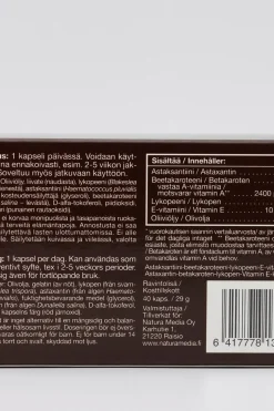 Natura Media Kauneuden Hyvinvointivalmisteet<n Suncaroten Strong Liquid Caps aurinkokapselit 40 kaps.