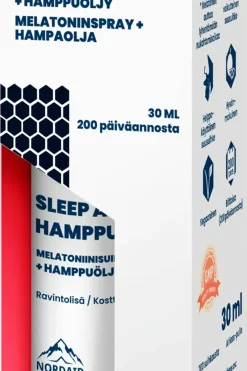 Clearance Nordaid Sleep Aid melatoniinisuihke 1 mg + hamppuöljy 30 ml Melatoniinit