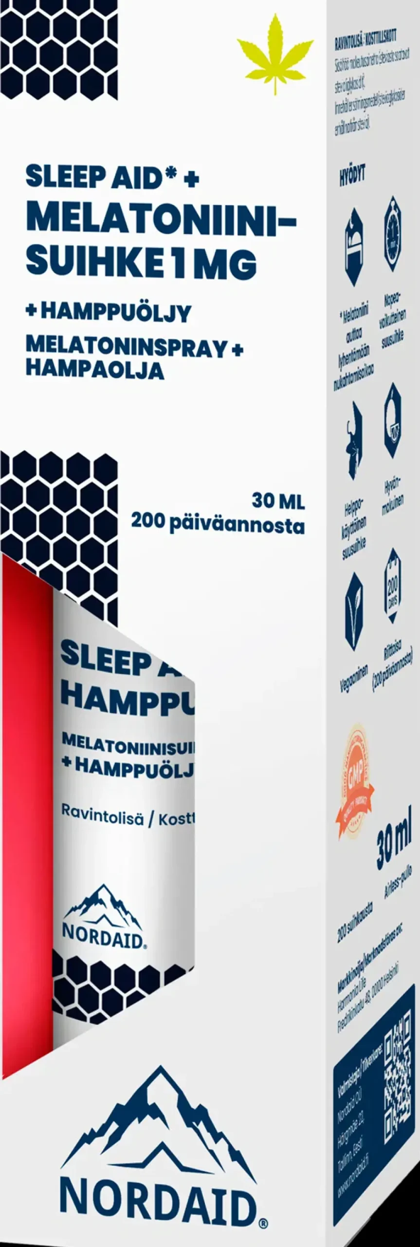 Clearance Nordaid Sleep Aid melatoniinisuihke 1 mg + hamppuöljy 30 ml Melatoniinit