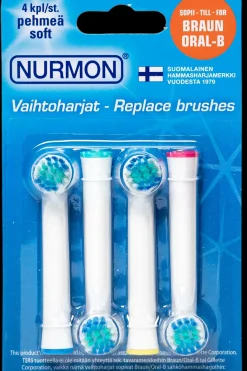 Nurmon Suuhygienia|Suuhygienia<Vaihtoharjat 4 pehmeä, Oral-B yhteensopivat