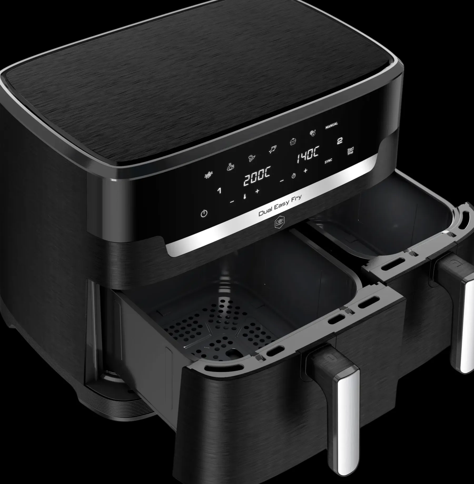 OBH Nordica Keittiökoneet<XXL Dual Easy 11l air fryer AG9428S0 musta