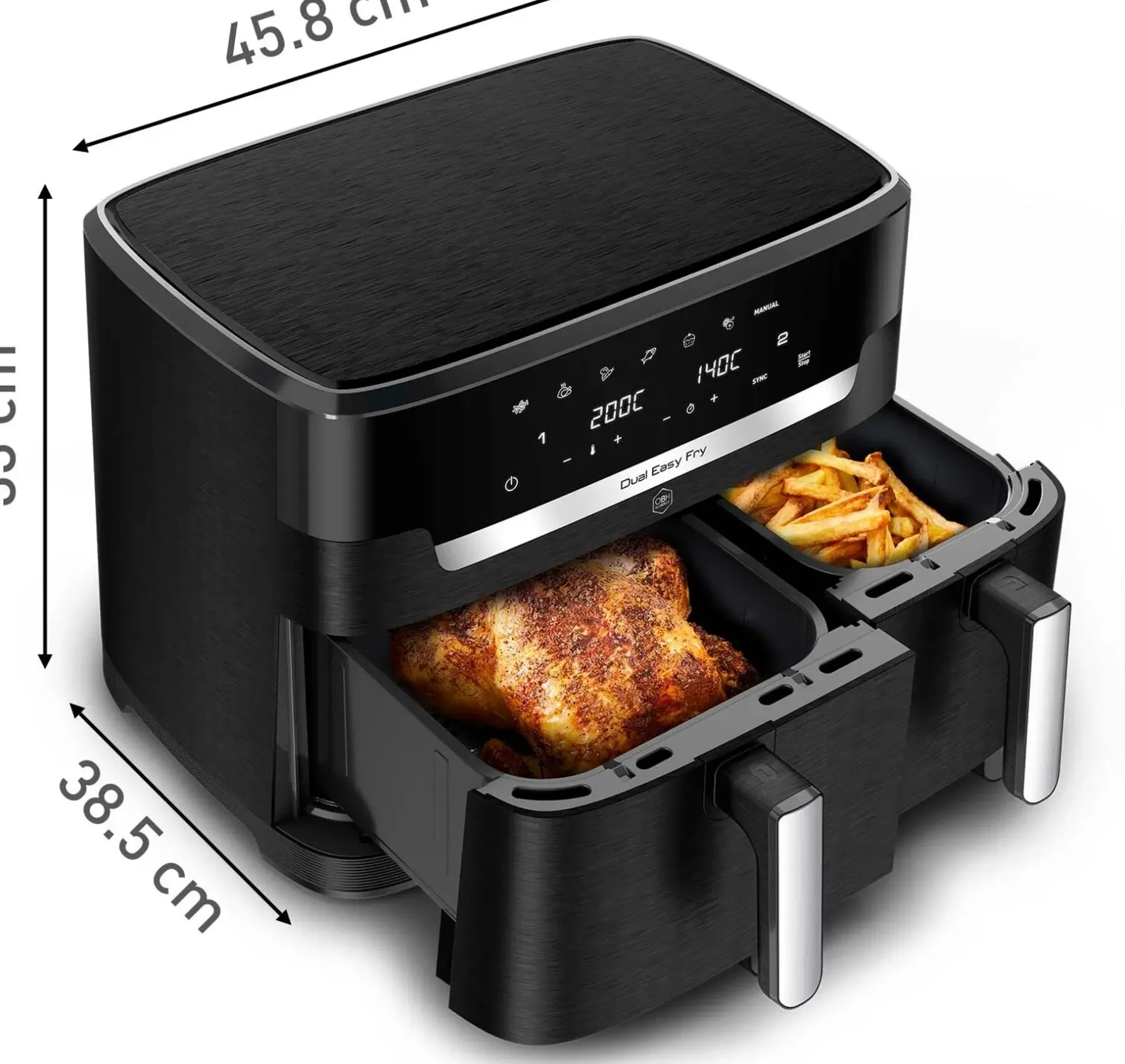 OBH Nordica Keittiökoneet<XXL Dual Easy 11l air fryer AG9428S0 musta