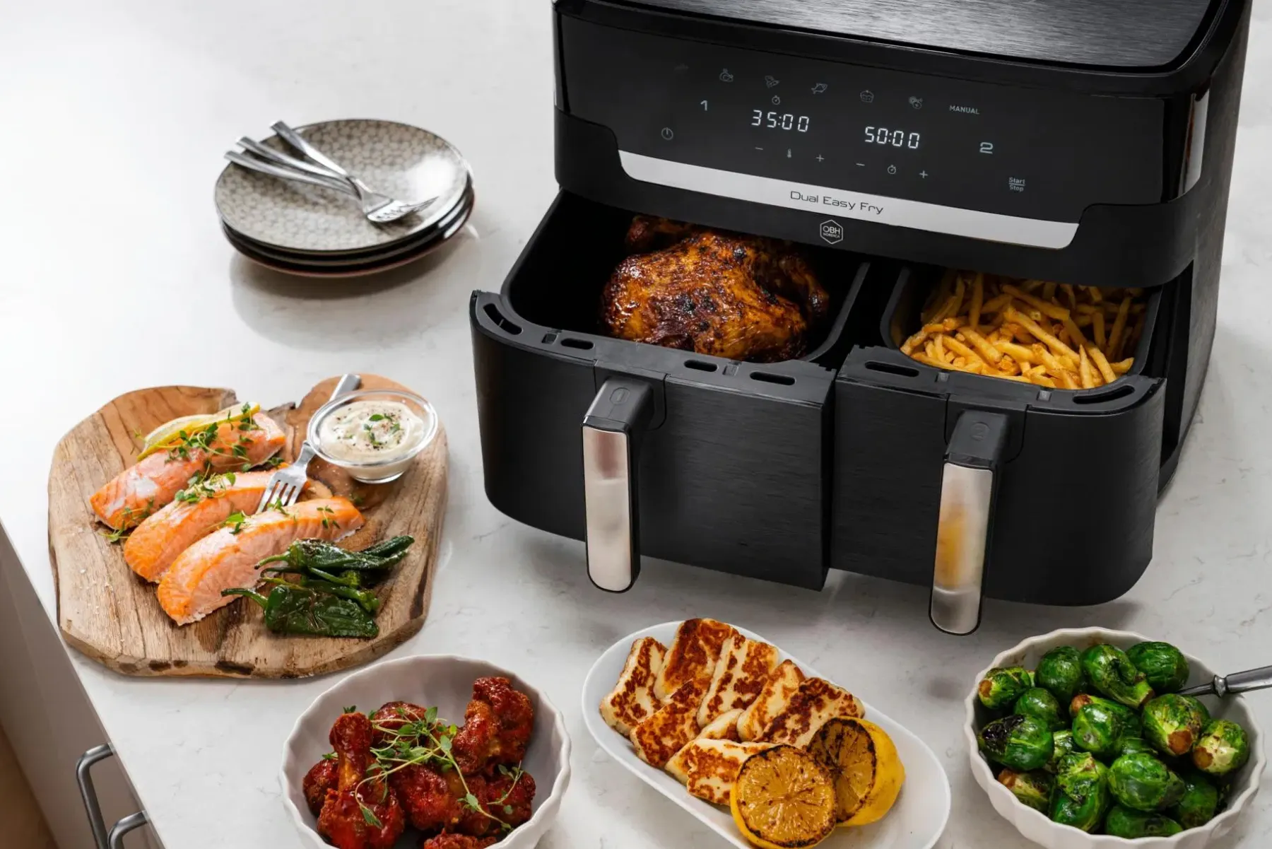 OBH Nordica Keittiökoneet<XXL Dual Easy 11l air fryer AG9428S0 musta