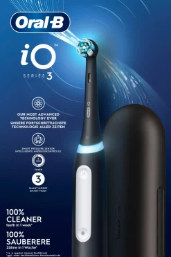 Clearance iO 3S Black -Sähköhammasharja Braun-tekniikalla + matkakotelo Suuhygienia|Suuhygienia