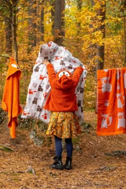 Online Metsänväki kettu huppupyyhe 73x73 cm, oranssi Lasten Kylpytakit Ja Pyyhkeet