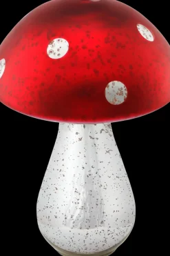 Outlet lasinen koristesieni 30 cm punainen-hopea Koriste-esineet|Kausikoristeet