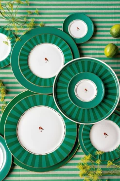 Hot Love Birds Stripes lautanen 21 cm vihreä Lautaset