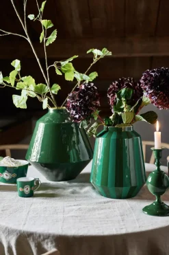 Pip Studio Maljakot<Stripes metallinen vaasi 24x29cm vihreä