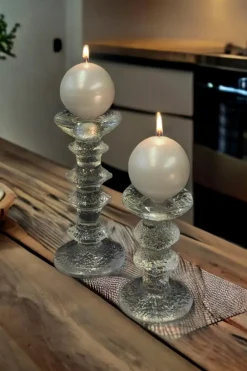 Sale kannallinen metallihohtopallokynttilä 7x8cm, helmiäinen Kynttilät