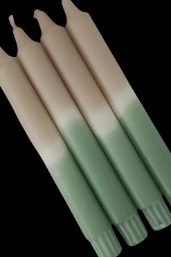 Puttipaja Kynttilät<Kruunukynttilä raita salvia puuteri 4 kpl