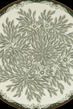 Rörstrand Lautaset<Ostindia Floris lautanen syvä 22 cm vihreä