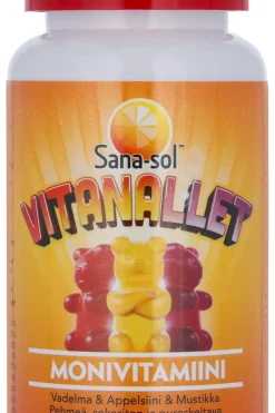 Hot Vitanallet monivitamiini vadelma & appelsiini & mustikka 60kpl Vitamiinit