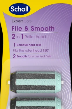Scholl Jalkojenhoito<File & Smooth 2 in 1 elektronisen jalkaraspin vaihtopäät 2kpl