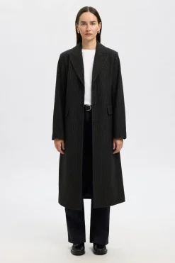 SELECTED Takit<Femme SLFAlly villakangastakki, liituraita