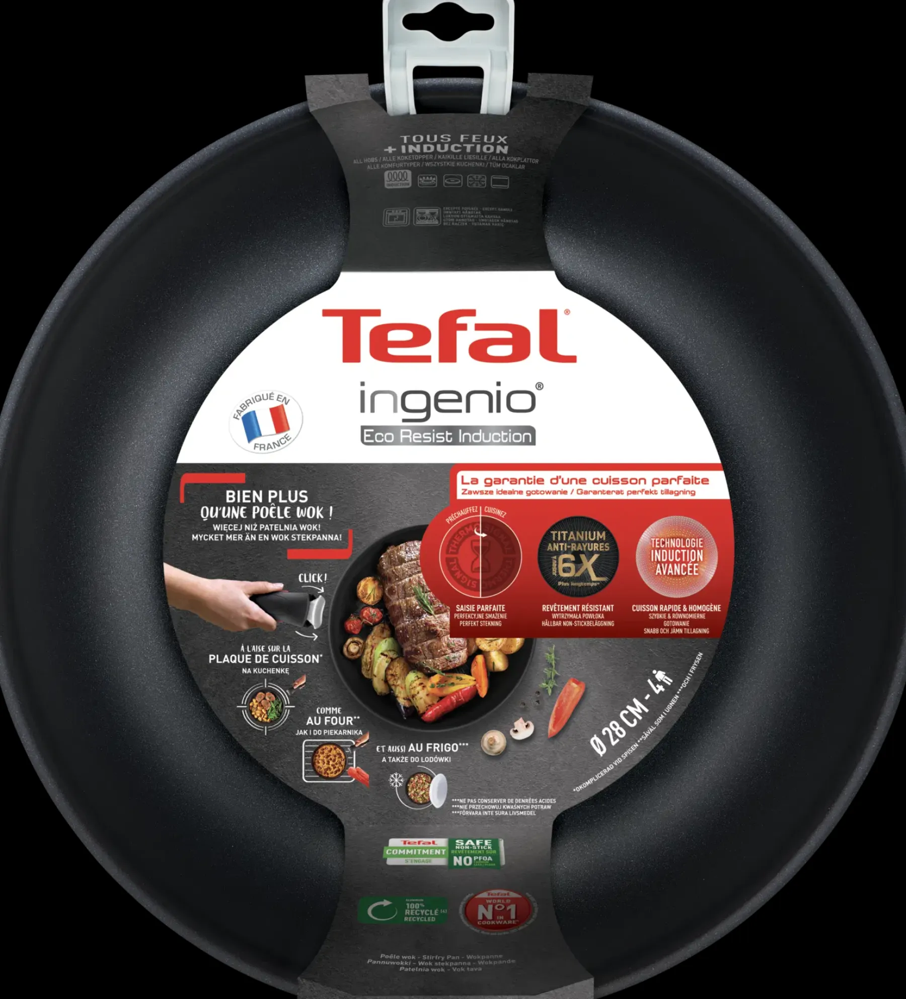 Tefal Paistinpannut<Ingenio Eco Resist wokpannu 28 cm L3971902