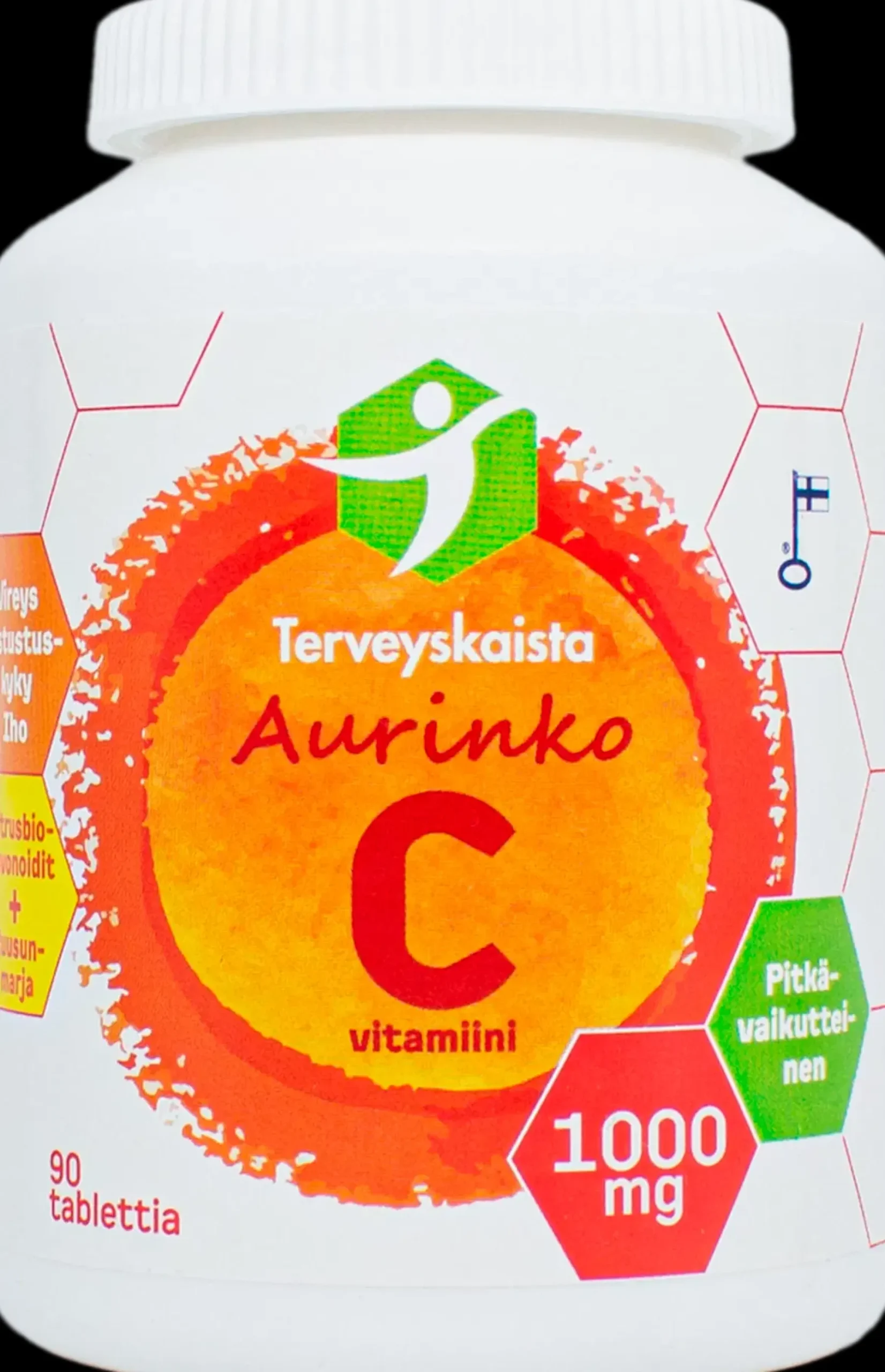 Terveyskaista Vitamiinit<Aurinko C 1000 mg 90 tabl. PITKÄVAIKUTTEINEN