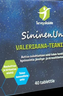 Terveyskaista Erityisvalmisteet|Melatoniinit<SininenUni Valeriaana-teaniini 40 tabl.