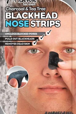 Montagne Jeunesse Ihonhoito<7th Heaven Men's 3x Charcoal & Tea Tree Nose Pore Strips