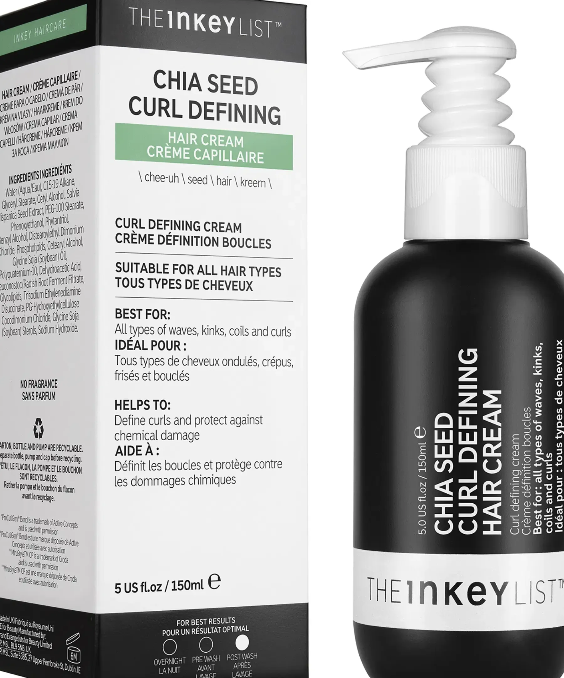 The INKEY List Hiustenhoito<Chia Seed Curl Defining Hair Cream kihartava hiusvoide 150ml