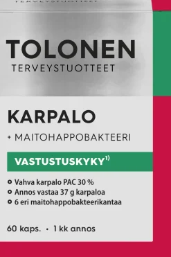 Tolonen Intiimivalmisteet<Karpalo +maitohappobakteeri 60kaps