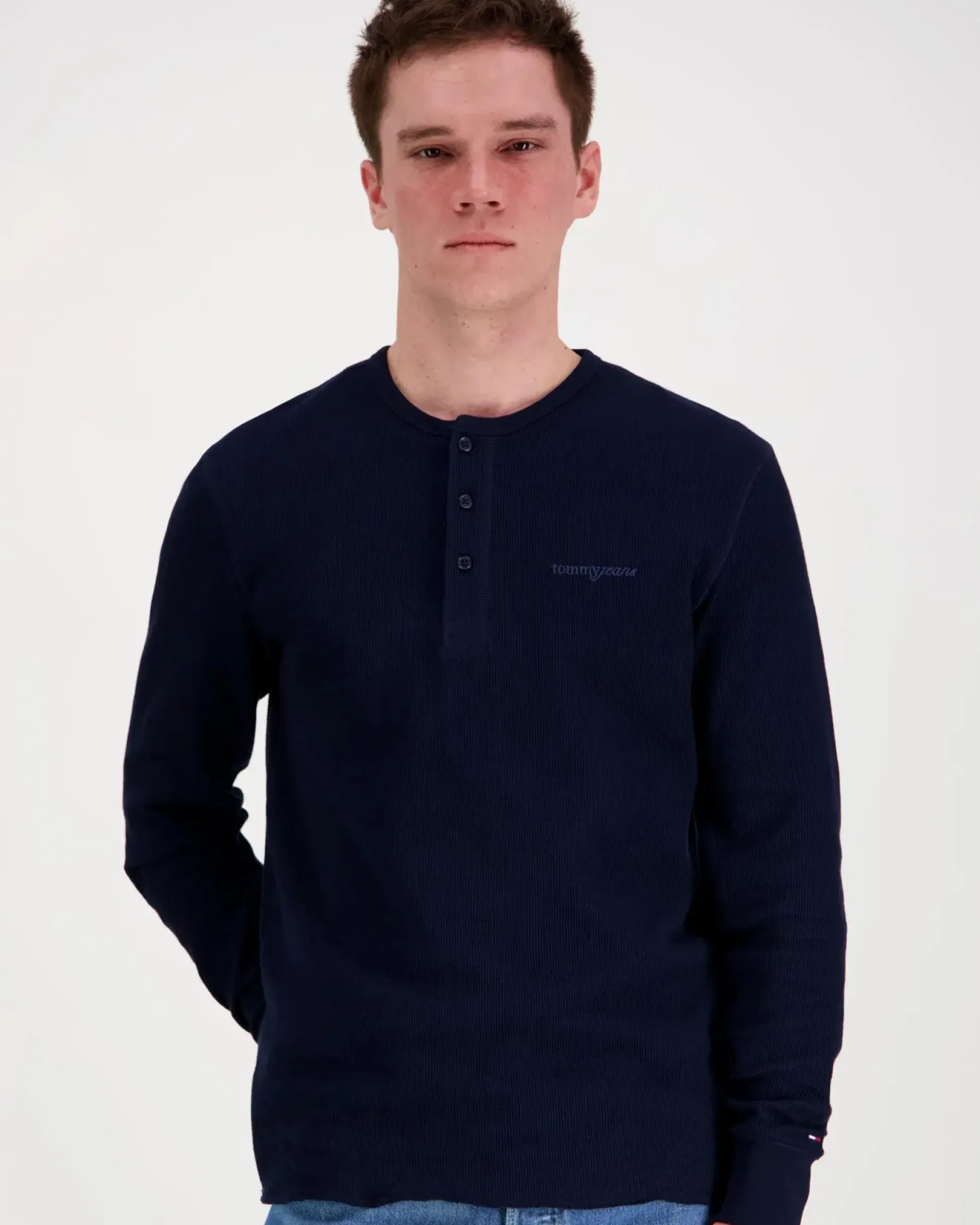 Discount Tjm slim waffle script henley t-paita Paidat