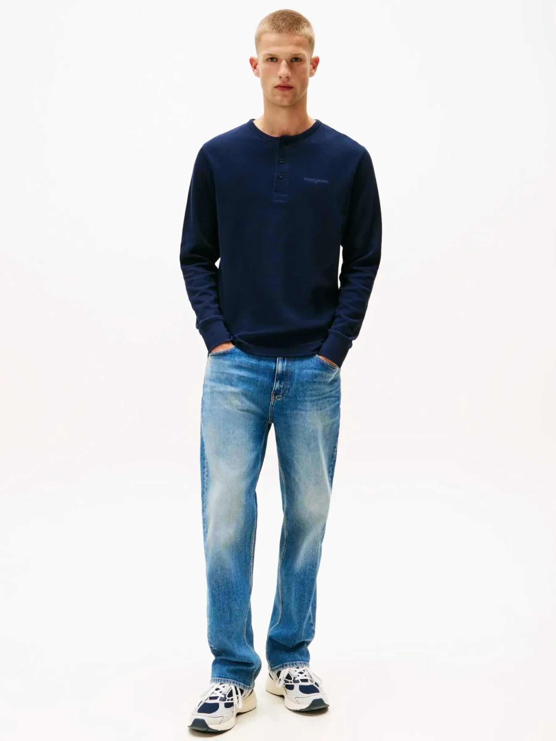 Discount Tjm slim waffle script henley t-paita Paidat