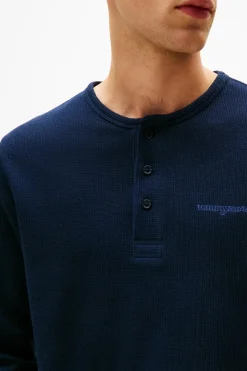 Discount Tjm slim waffle script henley t-paita Paidat