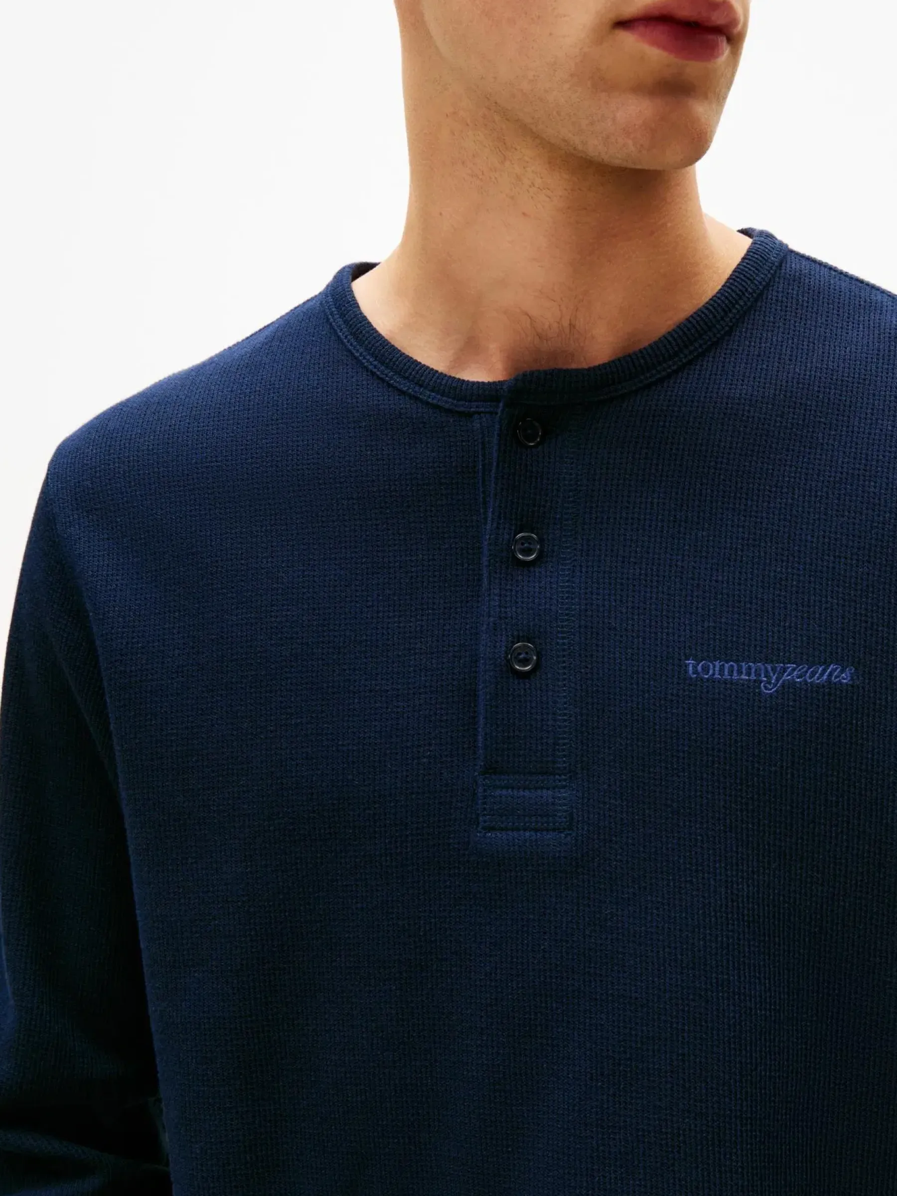 Discount Tjm slim waffle script henley t-paita Paidat