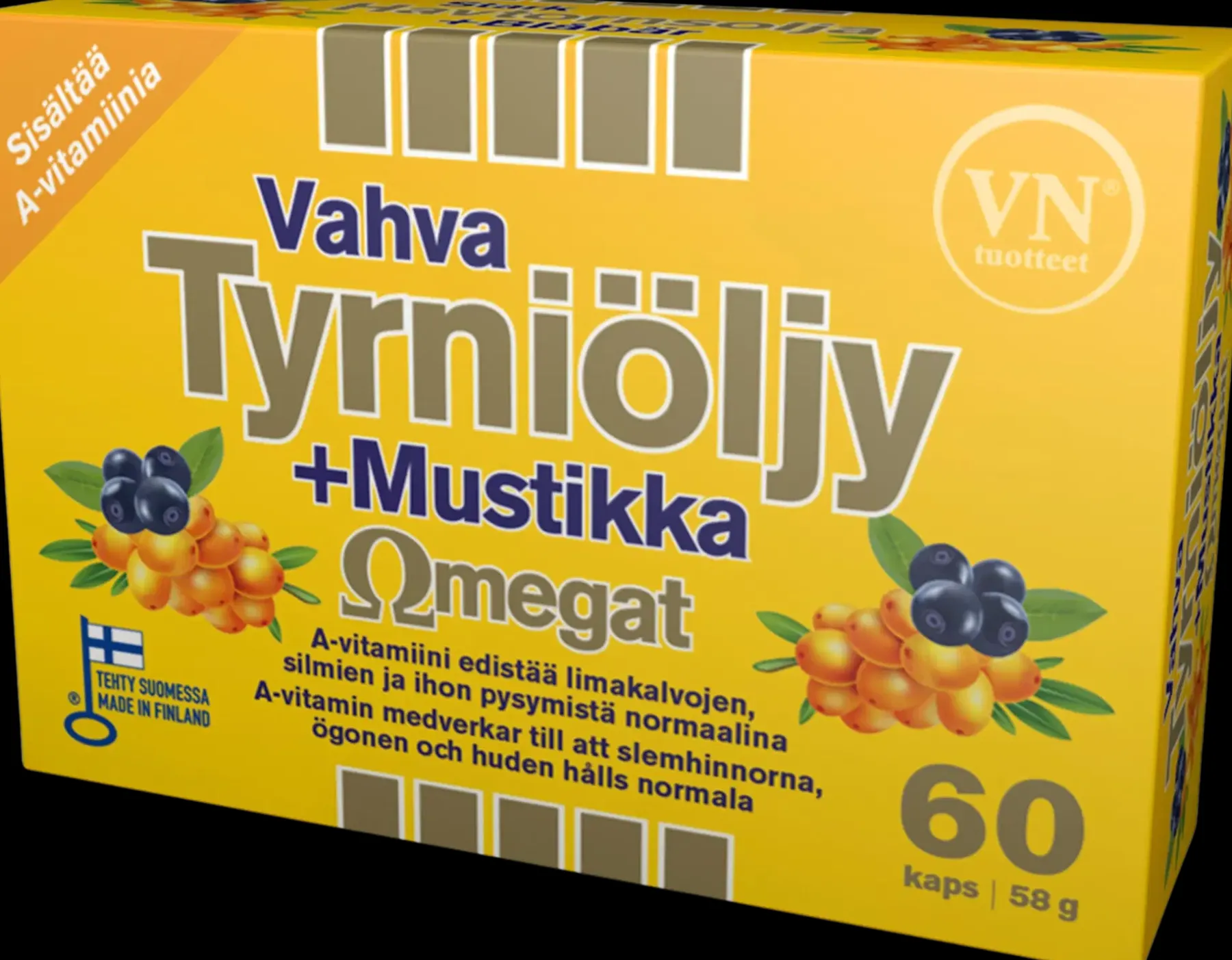 Via Naturale Omegat Ja Muut Rasvahapot<Vahva Tyrniöljy+Mustikka Omegat 60 kaps - ravintolisä