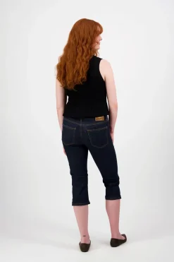 EMILY CAPRI 1046 tummansiniset Straight fit -caprit Housut