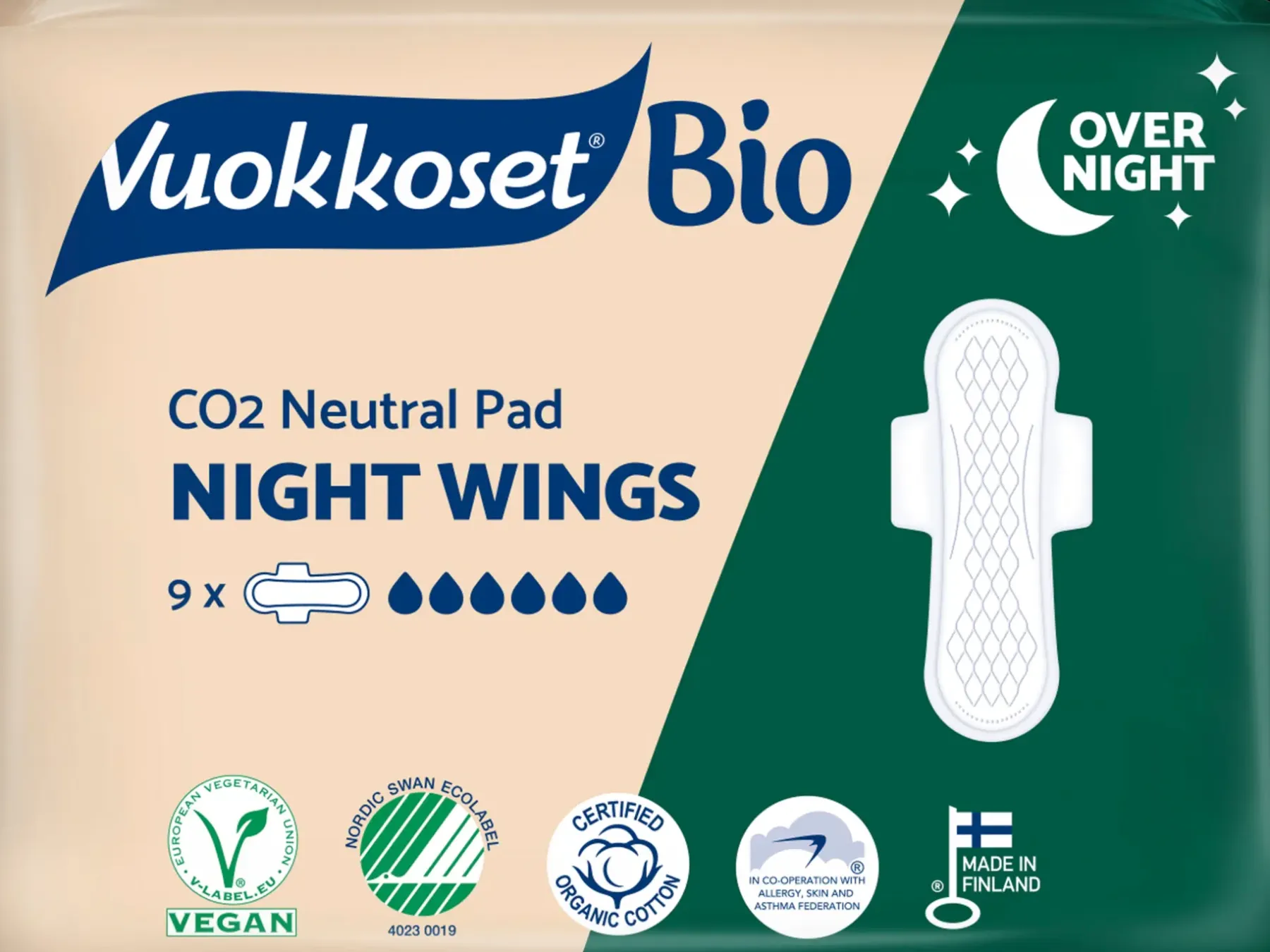 Clearance Bio Night Wings yöside 9 kpl Kuukautiset Ja Intiimihygienia