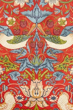 William Morris Servetit Ja Lautasliinat<Strawberry Thief punainen lautasliina 20kpl/24cm