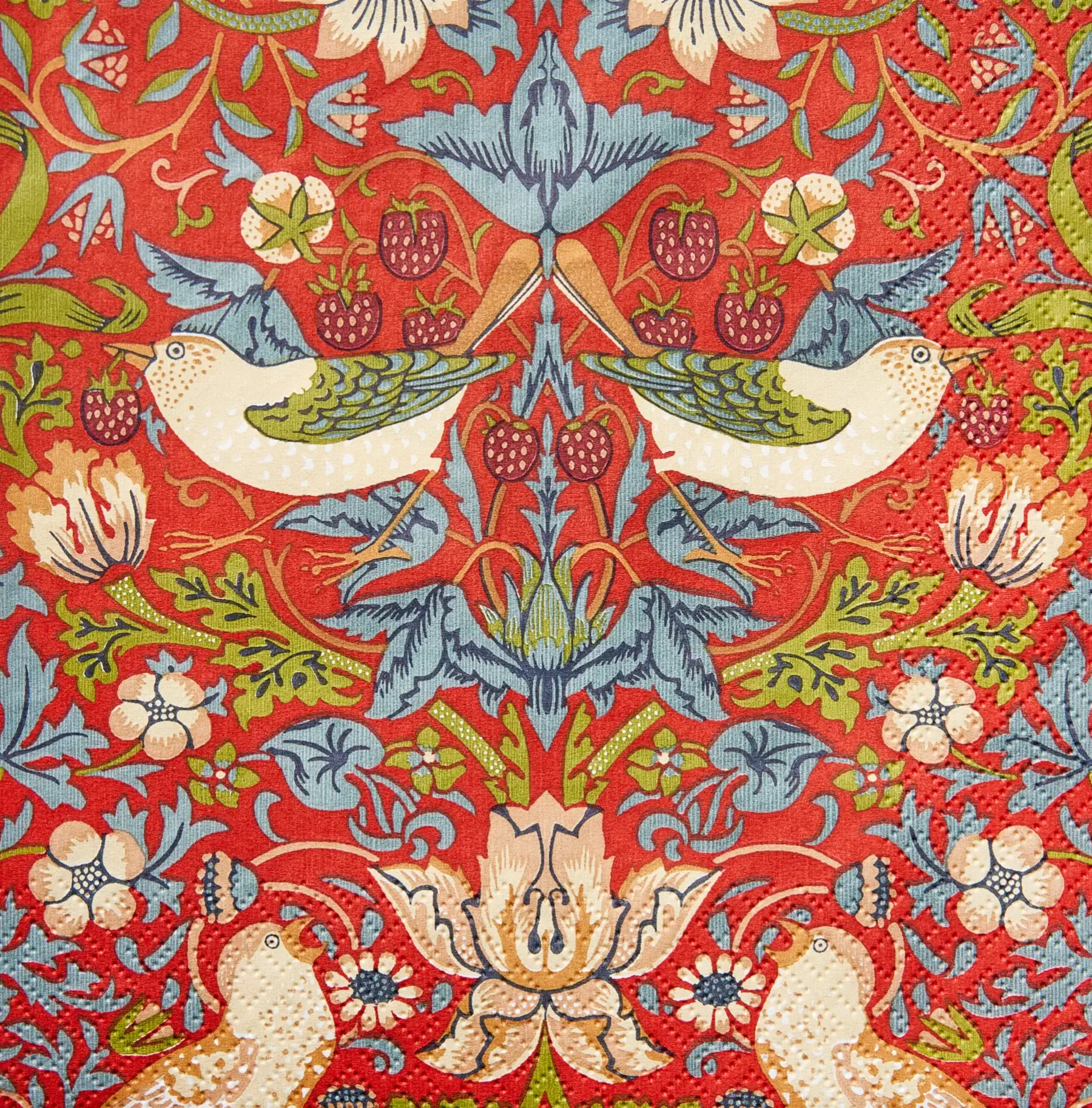 William Morris Servetit Ja Lautasliinat<Strawberry Thief punainen lautasliina 20kpl/24cm