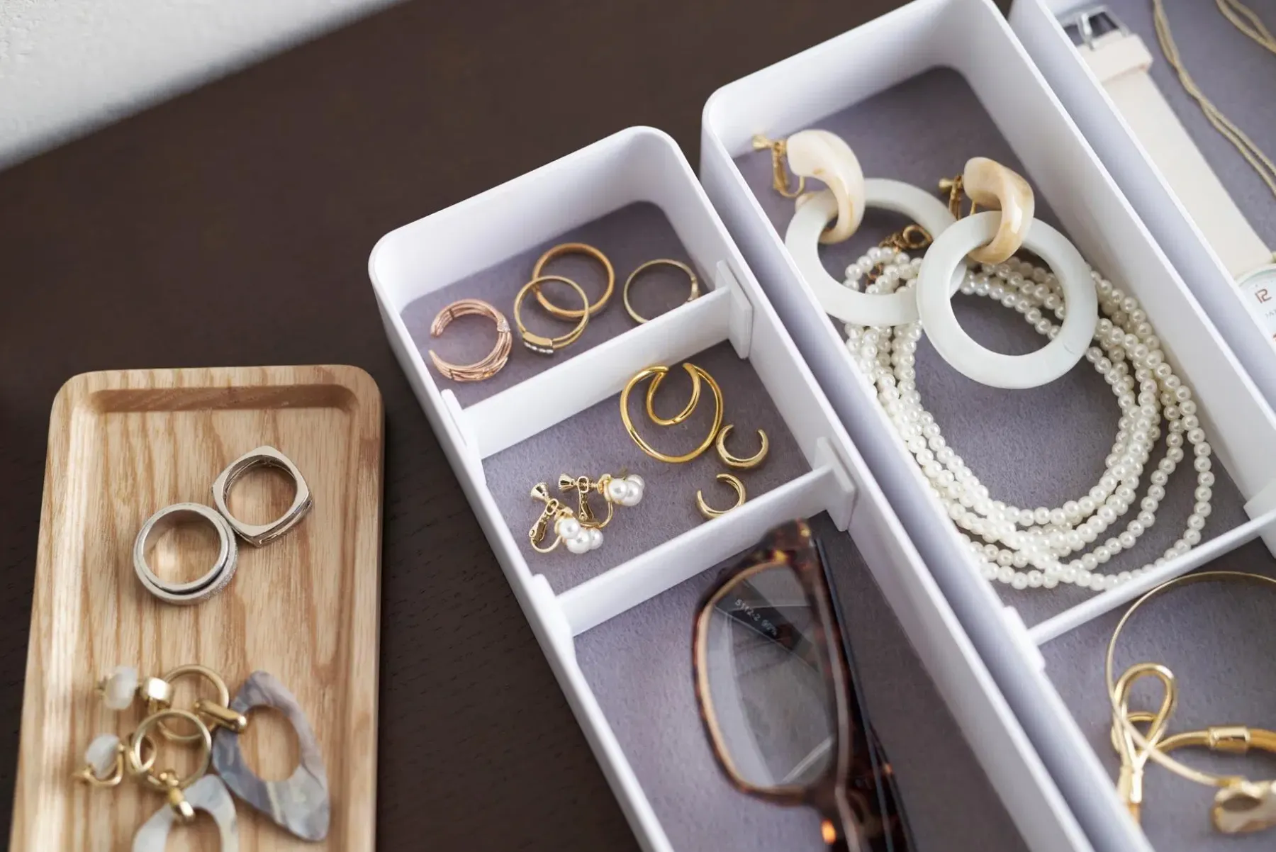 Rin korurasia valkoinen 3-osainen Säilytyslaatikot, -lokerikot Ja -telineet|Korit Ja Rasiat